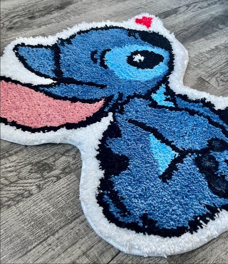 Luxape Stitch Rug - Handmade Tufted bathmat - Handmade & Premium- 28 * 23in (70 * 58cm) - Hypebeast Decor - Anime Rug - Preppy Decor - Stitch Room Decor - - Image 4